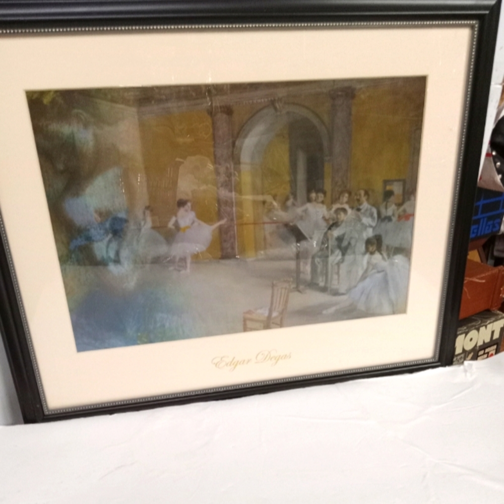 Rare Edgar Degas Framed Matted 3D Ballerina Dancers Transitional Art 20x16"